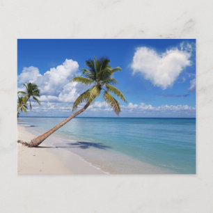 Cartão Postal Nuvem de Coração de Árvore Tropical de Palm Bea