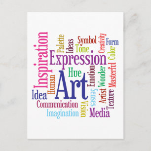 Cartão Postal Nuvem de Palavras de Arte e Inspiração de Pessoa C