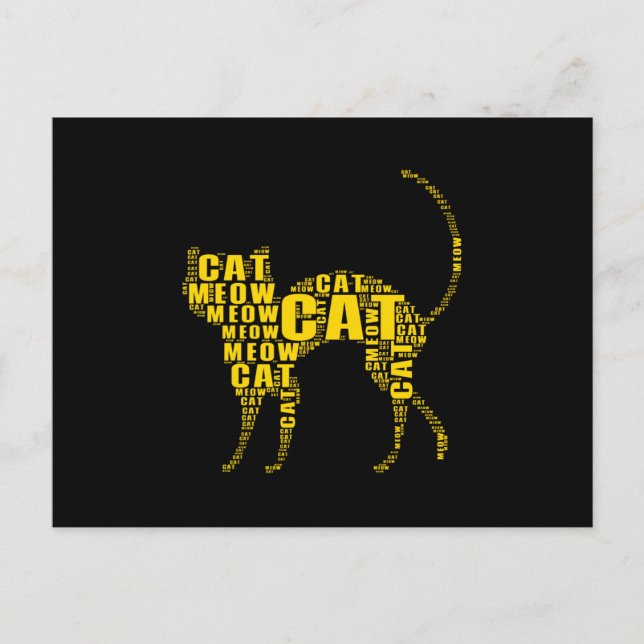 Cartão Postal Nuvem de palavras de gato bonito (Frente)