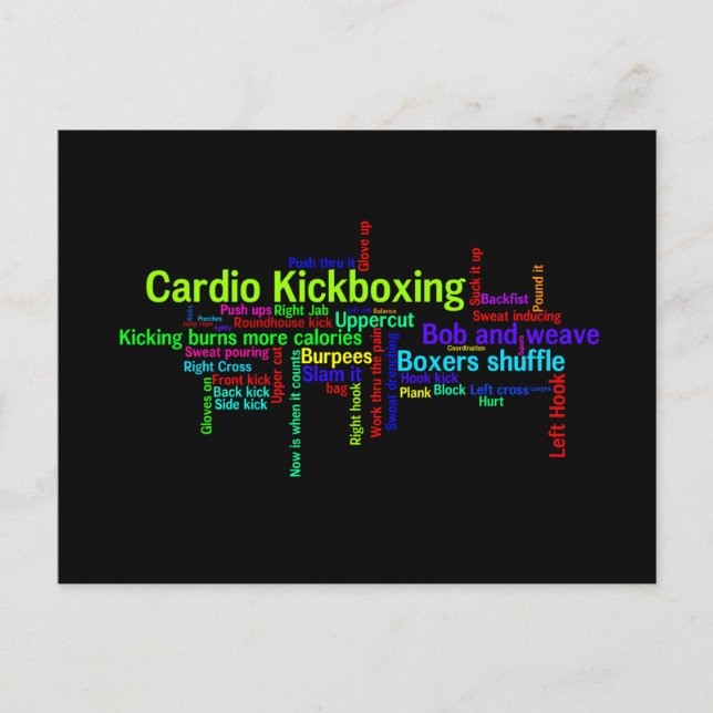 Cartão Postal Nuvem de Palavras do Kickboxing Cardio (Frente)