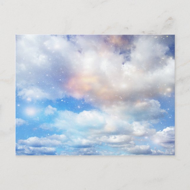 Cartão Postal Nuvens Asas de Dourado e Prata (Frente)