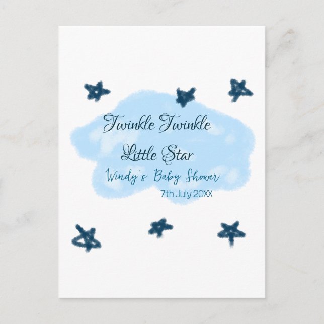 Cartão Postal Nuvens azuis cintilam Cintilando Estrela Pequena b (Frente)