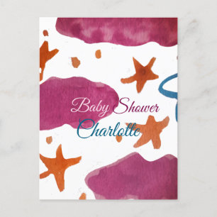 Cartão Postal Nuvens azuis cor-de-rosa chá de fraldas adicionar 