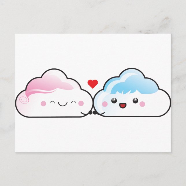 Cartão Postal Nuvens de Amor de Kawaii (Frente)