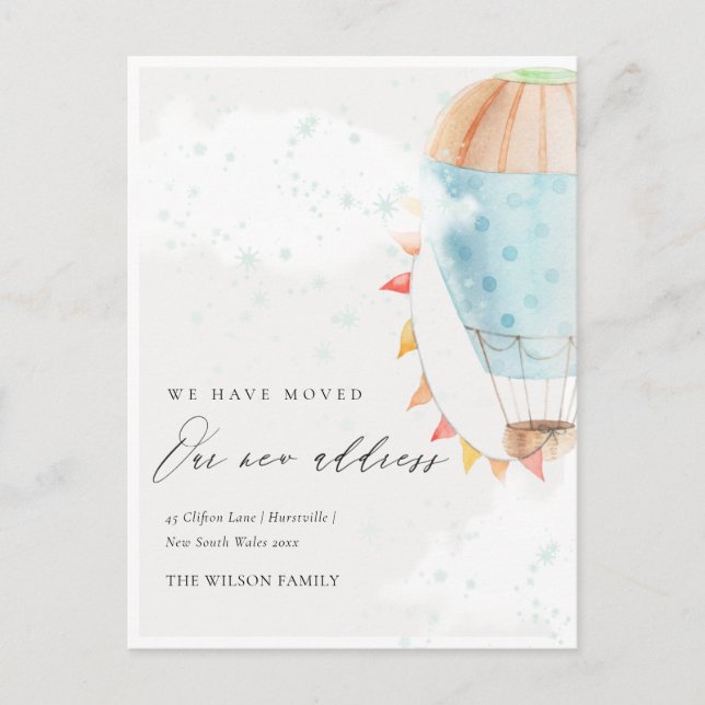 Cartão Postal Nuvens de Balões de Ar Quente Cuto Estrelas que Mo (Frente)