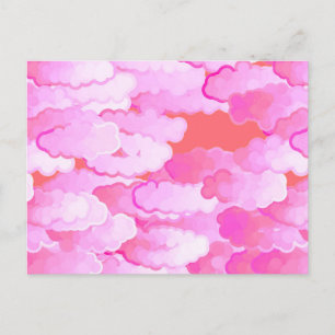 Cartão Postal Nuvens Japonesas, Amanhecer, Rosa Orquídea e Coral
