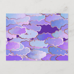 Cartão Postal Nuvens Japonesas, Crepúsculo, Violeta e Roxo Escur