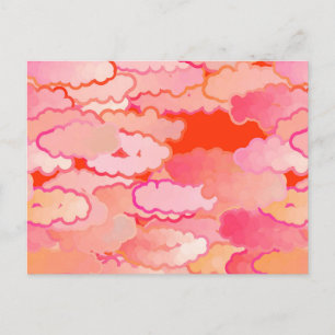Cartão Postal Nuvens Japonesas, Sunset, Coral, Fuchsia, Rosa