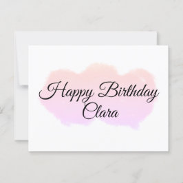 Cartão Postal Nuvens laranja rosa pastel feliz aniversário moder