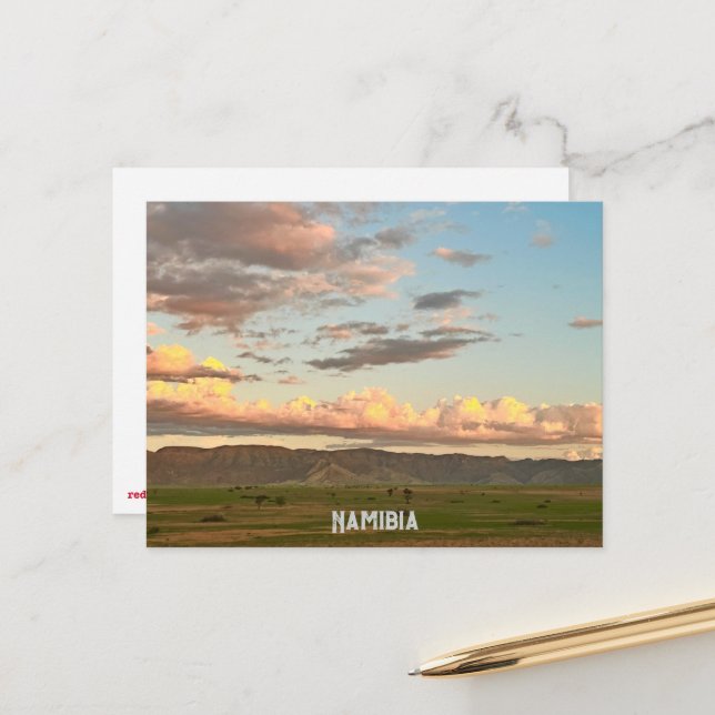 Cartão Postal Nuvens na Hora do Ouro da Namíbia (Frente/Verso In Situ)