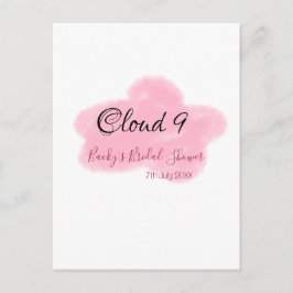 Cartão Postal Nuvens nove rosa pastel chá de noiva data nome