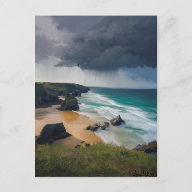 Cartão Postal Nuvens reais de tempestade sobre o mar azul lacrim (Frente)