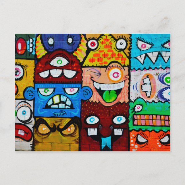 Cartão Postal NY Grafite Street Art - Monstros Bobos bonitos (Frente)