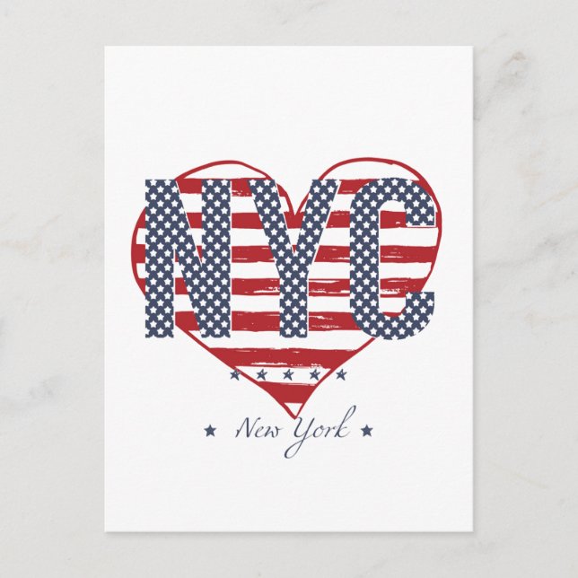 Cartão Postal NYC American Flag Heart (Frente)