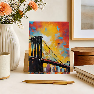 Cartão Postal NYC Brooklyn Bridge Sunset Cityscape