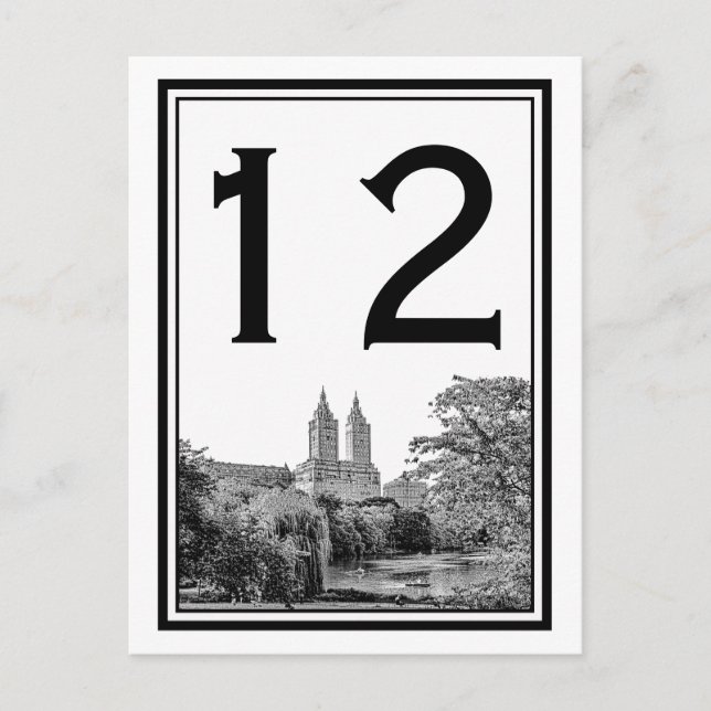 Cartão Postal NYC Centrl Pk Lake San Remo Etch Número da Tabela  (Frente)