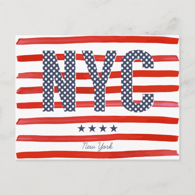 Cartão Postal NYC | Design vermelho, branco e azul (Frente)