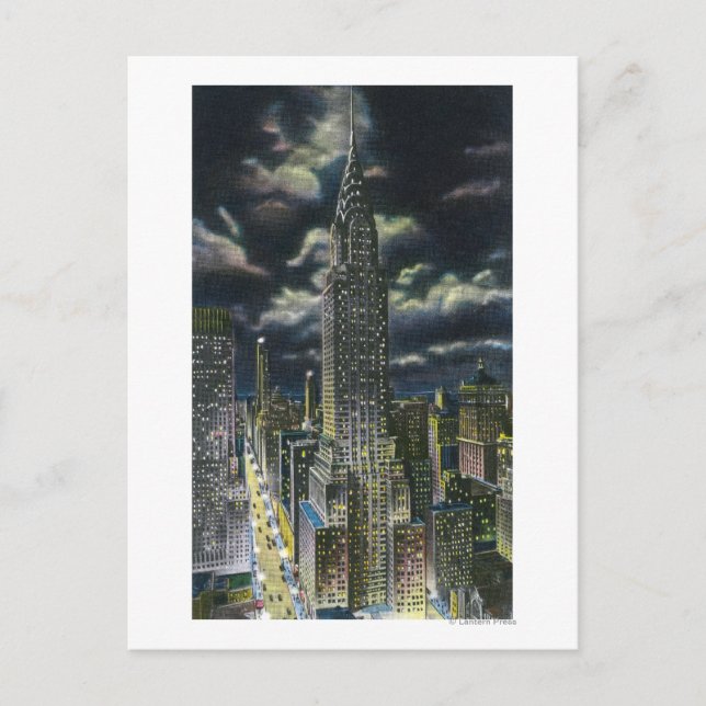 Cartão Postal NYC, Edifício New YorkChrysler na noite nº 1 (Frente)