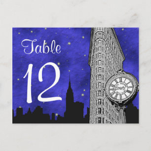 Cartão Postal NYC Flatiron Skyline Silhouette Bl S2 Número da Ta