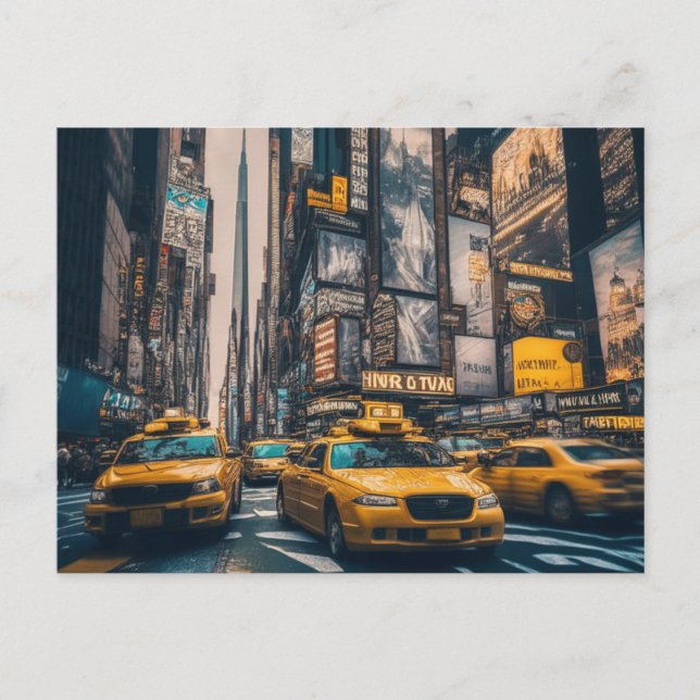 Cartão Postal NYC Manhattan Yellow Taxis (Frente)