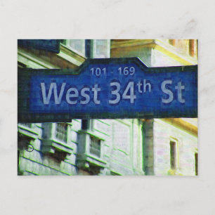 Cartão Postal NYC West 34th Street Sign
