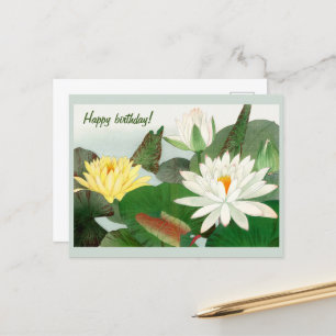 Cartão Postal Nymphaea lotus , Feliz Aniversário 