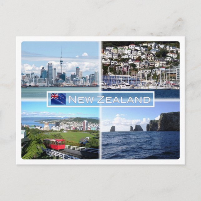 Cartão Postal NZ Auckland Skyline - Wellington panorama - (Frente)
