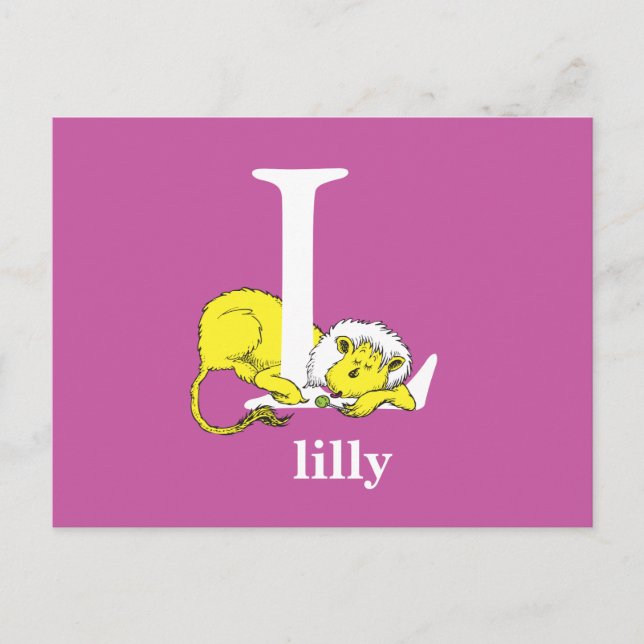 Cartão Postal O ABC do Dr. Seuss: Letra L - Branco | Adicione se (Frente)