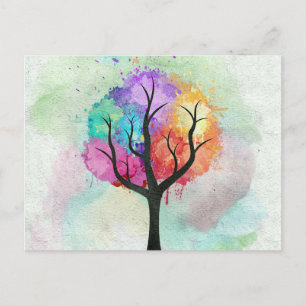 Cartão Postal O abstrato pastel é uma árvore de pintura a óle