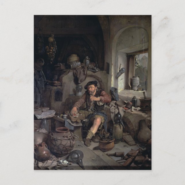 Cartão Postal O Alquimista, 1663 (Frente)