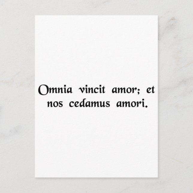 Cartão Postal O amor conquista todas as coisas; vamos nos render (Frente)