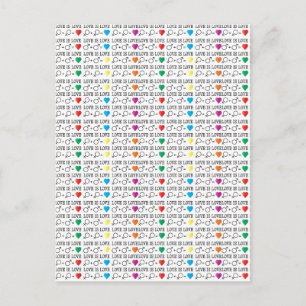 Cartão Postal O AMOR é a citação de igualdade do AMOR nas cor