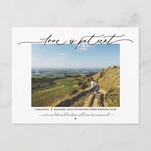 Cartão Postal O amor é o adiamento do casamento do paciente (Frente)