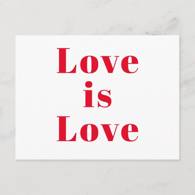 Cartão Postal "O amor é o amor" branco vermelho (Frente)