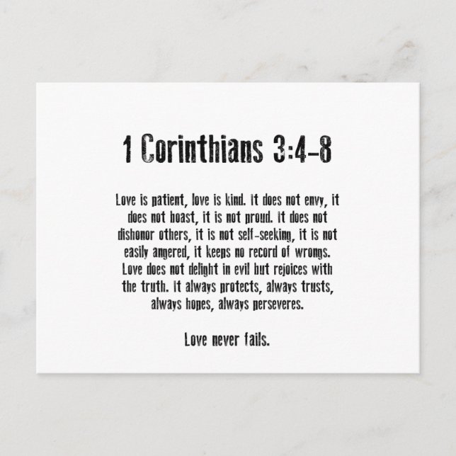 Cartão Postal O amor é paciente (Frente)