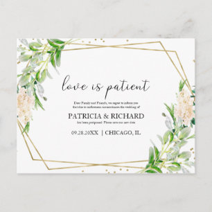 Cartão Postal O Amor é Paciente Vegetação Nova Data Casamento