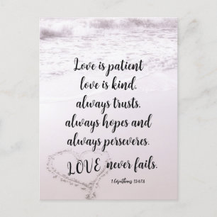 Cartão Postal O amor é paciente Versículo da Bíblia Casamento na