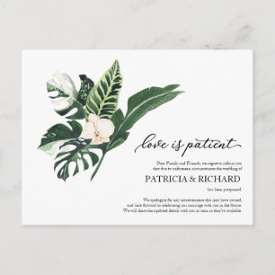 Cartão Postal O Amor é Pacífico Adiamento de Casamento Tropical