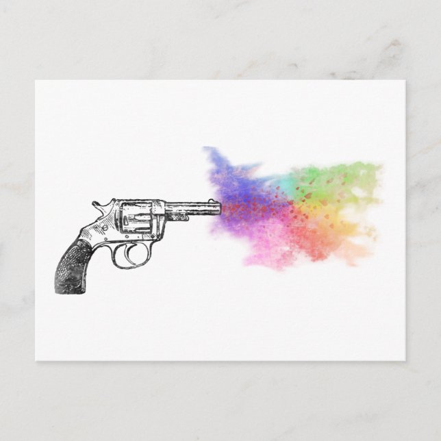 Cartão Postal o amor está fumando arma: arco-íris: (Frente)