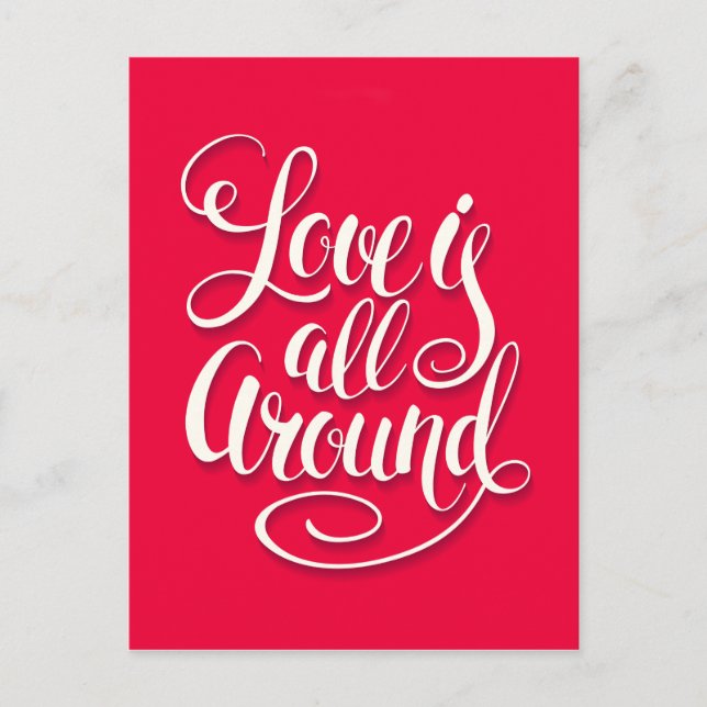 Cartão Postal O Amor Está Tudo Em Torno Da Letra Rosa (Frente)