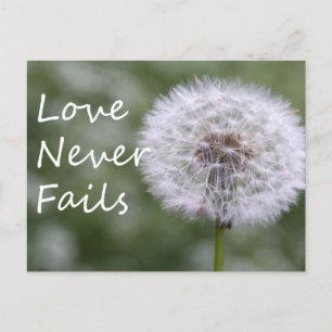 Cartão Postal O amor nunca falha Dandelion1 Coríntios 13