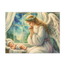 o anjo da guarda reza ao lado da cama do bebê