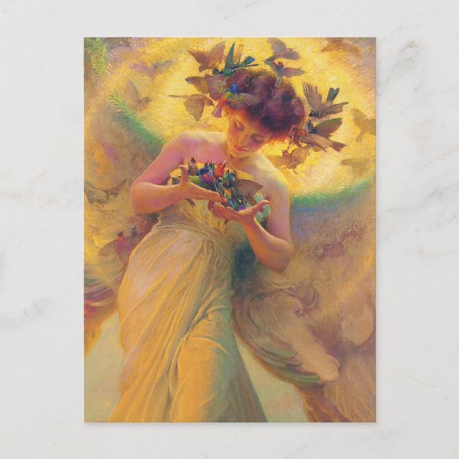 Cartão Postal O anjo dos pássaros (Frente)