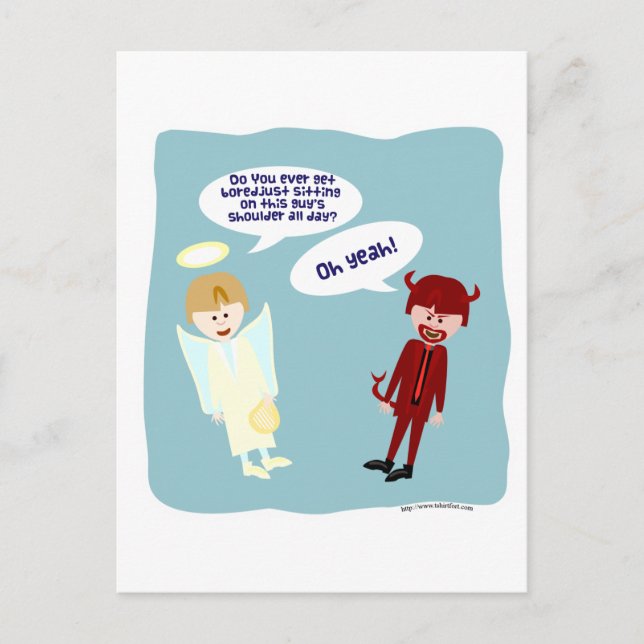 Cartão Postal O Anjo e o Diabo no meu Ombro (Frente)