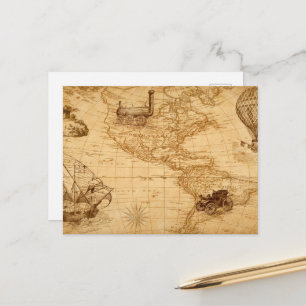 Cartão Postal O antigo mapa dos estados unidos