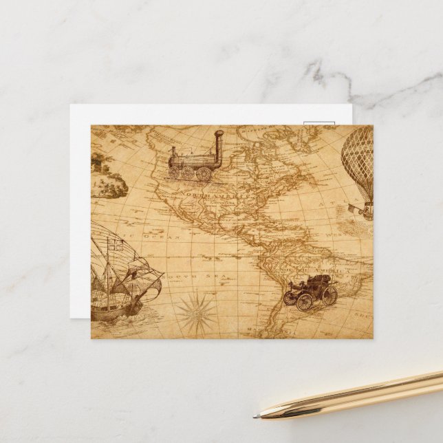 Cartão Postal O antigo mapa dos estados unidos (Frente/Verso In Situ)