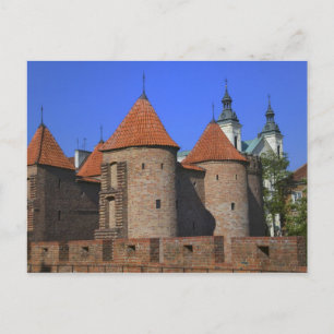 Cartão Postal O Barbican e a Igreja Paulina, Varsóvia,