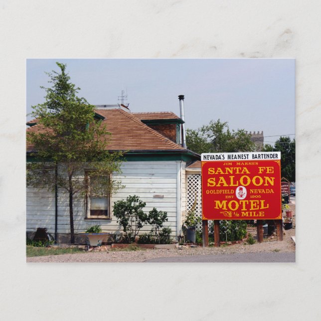 Cartão Postal "O Barman Mau de Nevada." Goldfield Nevada (Frente)