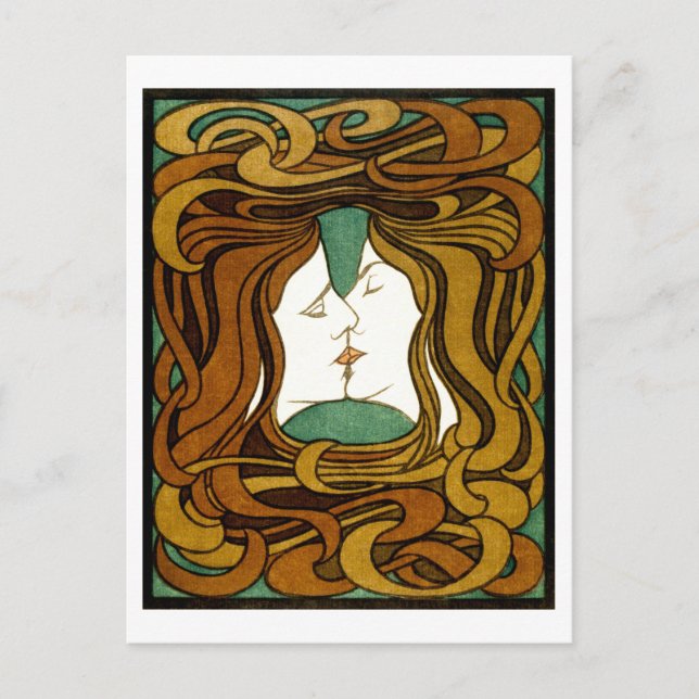 Cartão Postal O Beijo de Peter Behrens (Frente)