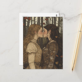 Cartão Postal O Beijo dos Amantes Conto de Fadas Vintage no Outo